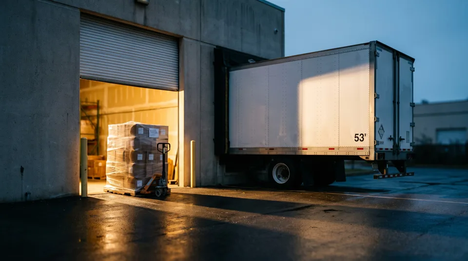 Representative loading dock with a trailer at the door